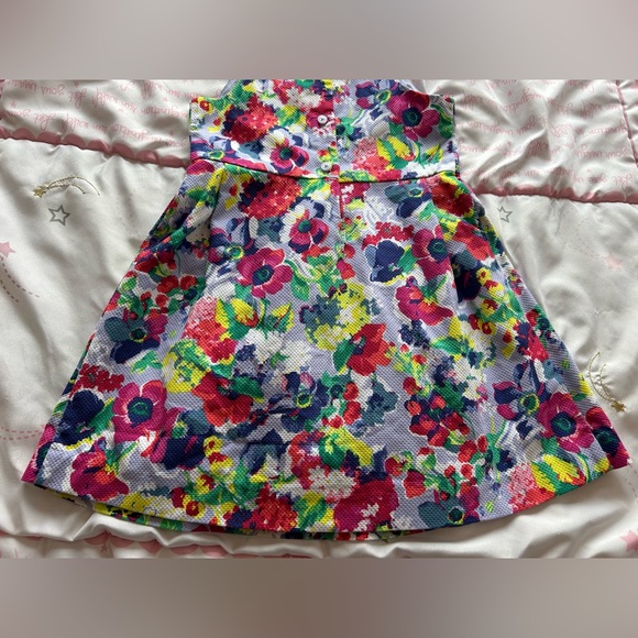 4, Janie and Jack Pink and Blue Pleated Sundress Sleeveless Halter - Picture 14 of 15